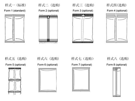 立式粉劑定量包裝機可以實現的包裝形式